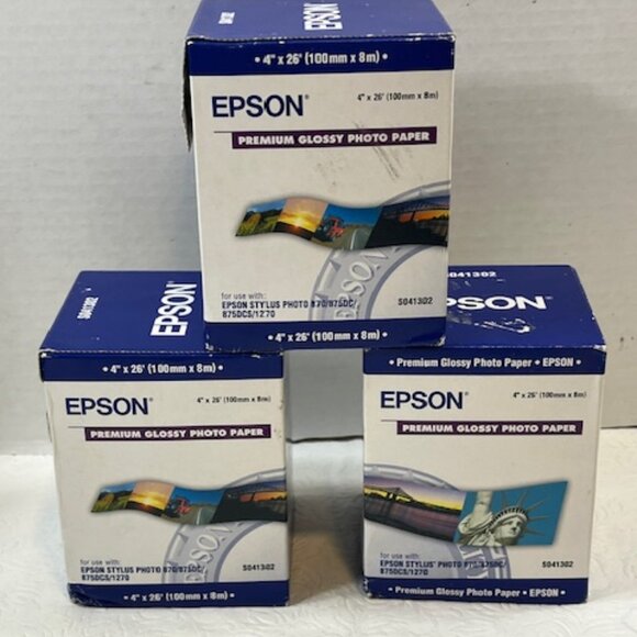 3 Boxes: Epson Premium Glossy Photo Paper #S041302 NEW 4"x26' - Picture 1 of 8